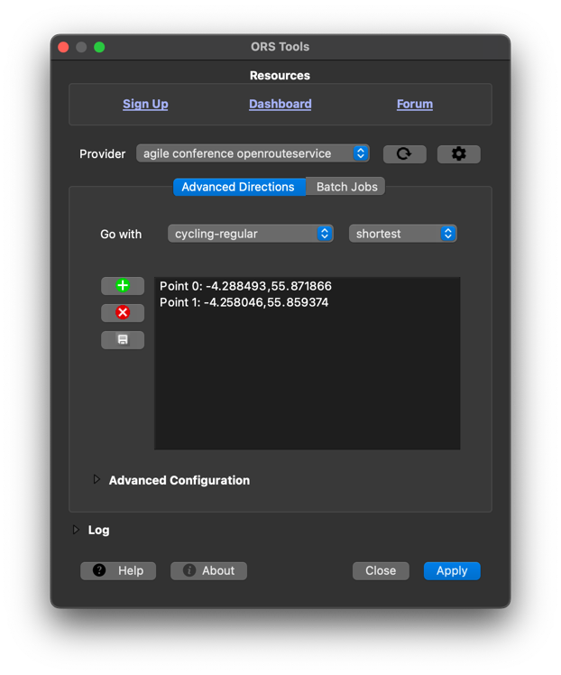 orstools plugin routing basic settings