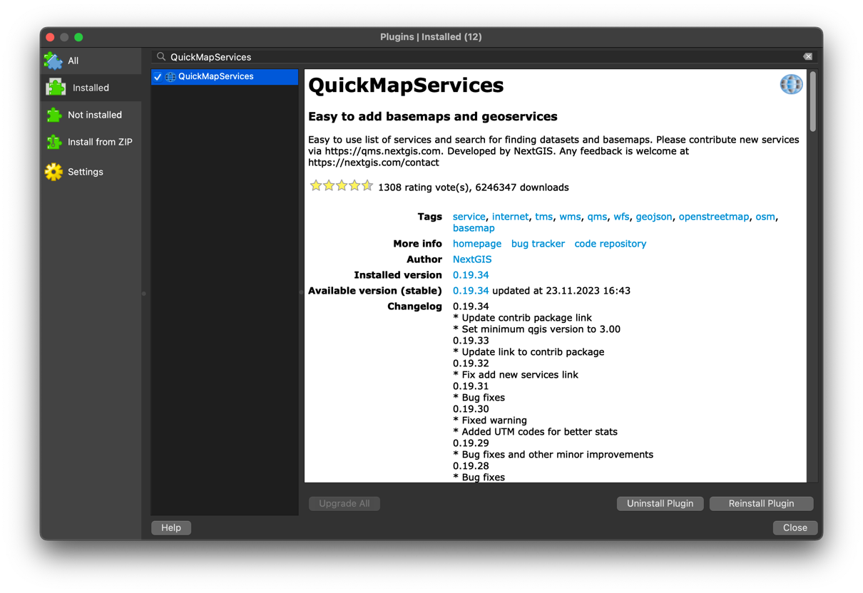 qgis plugin manager