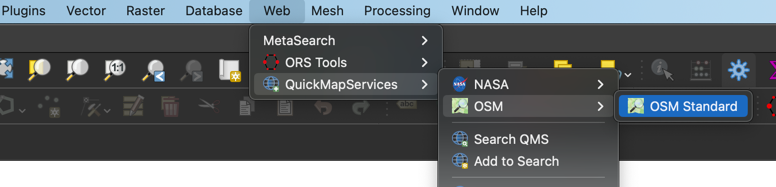 quickmapservice menu