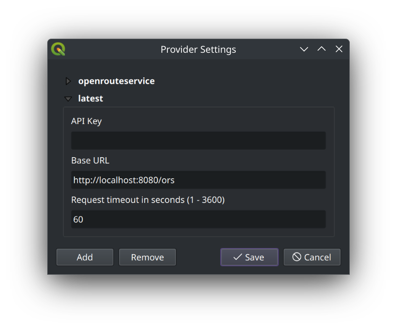 ORS-Tools-Plugin konfigurieren