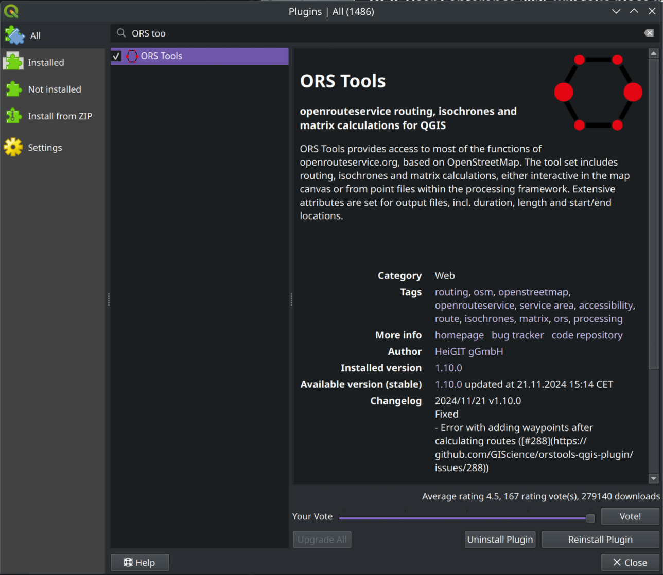 ORS-Tools-Plugin installieren