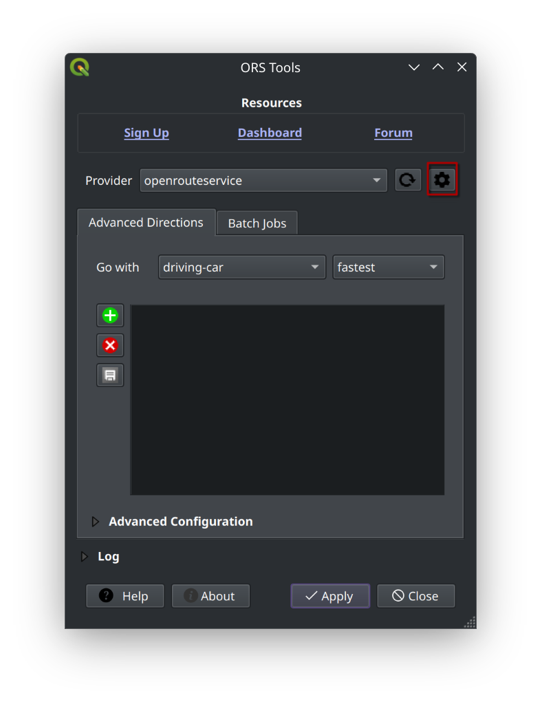 ORS-Tools-Plugin konfigurieren